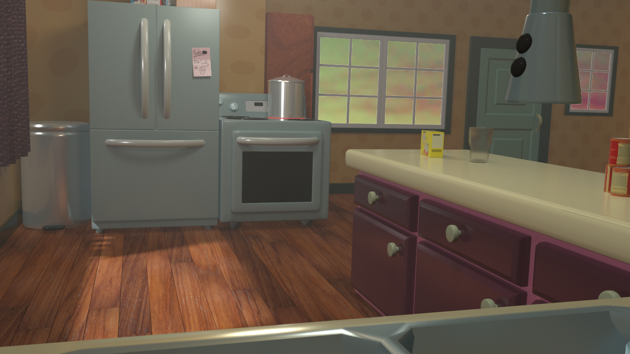 A realistic 3D render of a kitchen from angle 3.